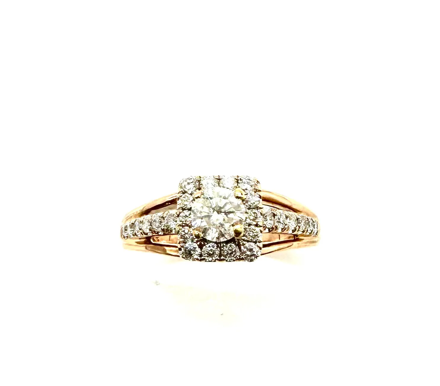 1 CTW Halo Diamond Rose Gold Ring