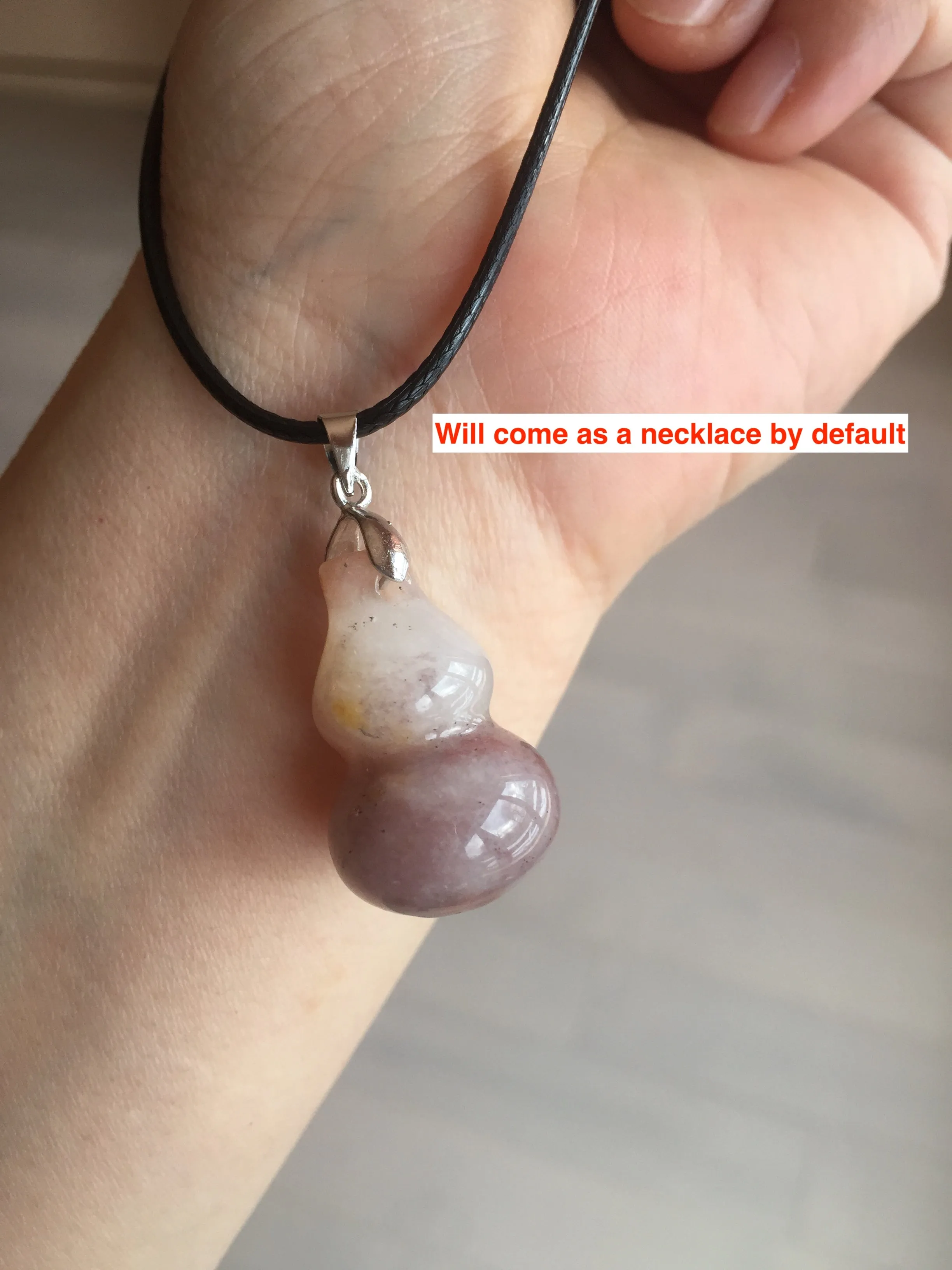 100% natural icy purple/brown/red Quartzite (jinsi jade, 金丝玉) Golden Silk Jade gourd ( 葫芦, 福禄) pendant/handhold worry stone/desk decor SY73