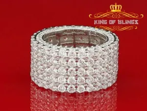 10K White Gold Finish Men's Silver ETERNITY Ring With Lab Created Diamond