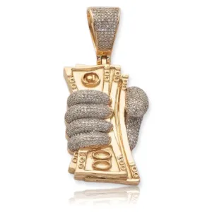 10KY 0.85CTW DIAMOND MONEY FIST PENDANT - VERTICAL