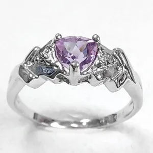 1/2 CT AMETHYST & DIAMOND 925 STERLING SILVER RING