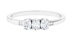 1/2 CT Oval Cut Diamond Three Stone Ring