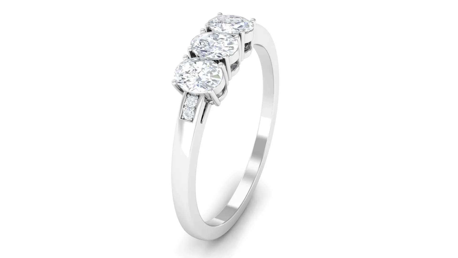 1/2 CT Oval Cut Diamond Three Stone Ring