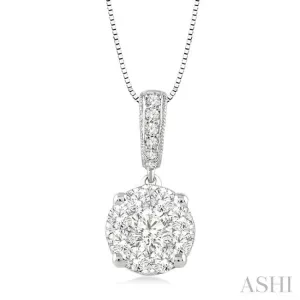 1/2 Ctw Lovebright Round Cut Diamond Pendant in 14K White Gold with Chain