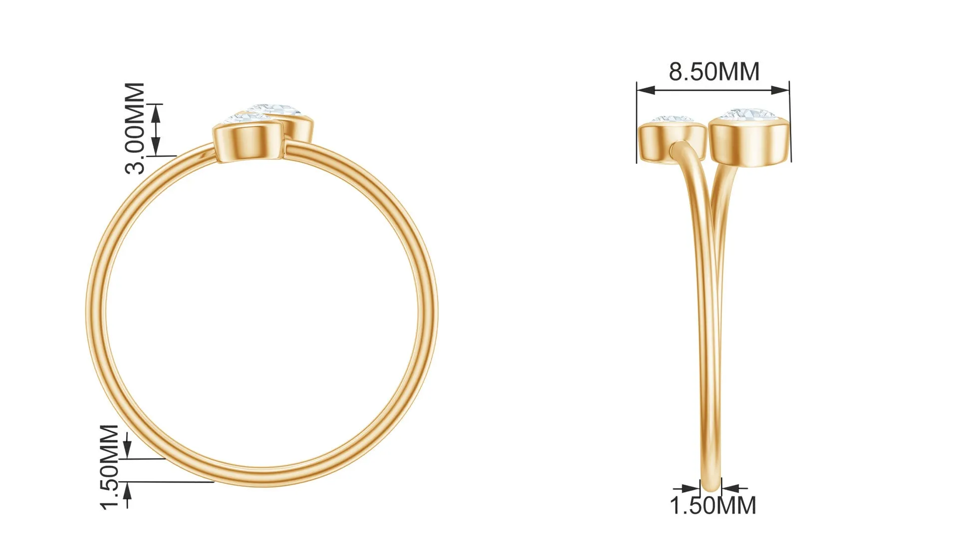 1/4 CT Two Stone Bypass Diamond Promise Ring in Gold