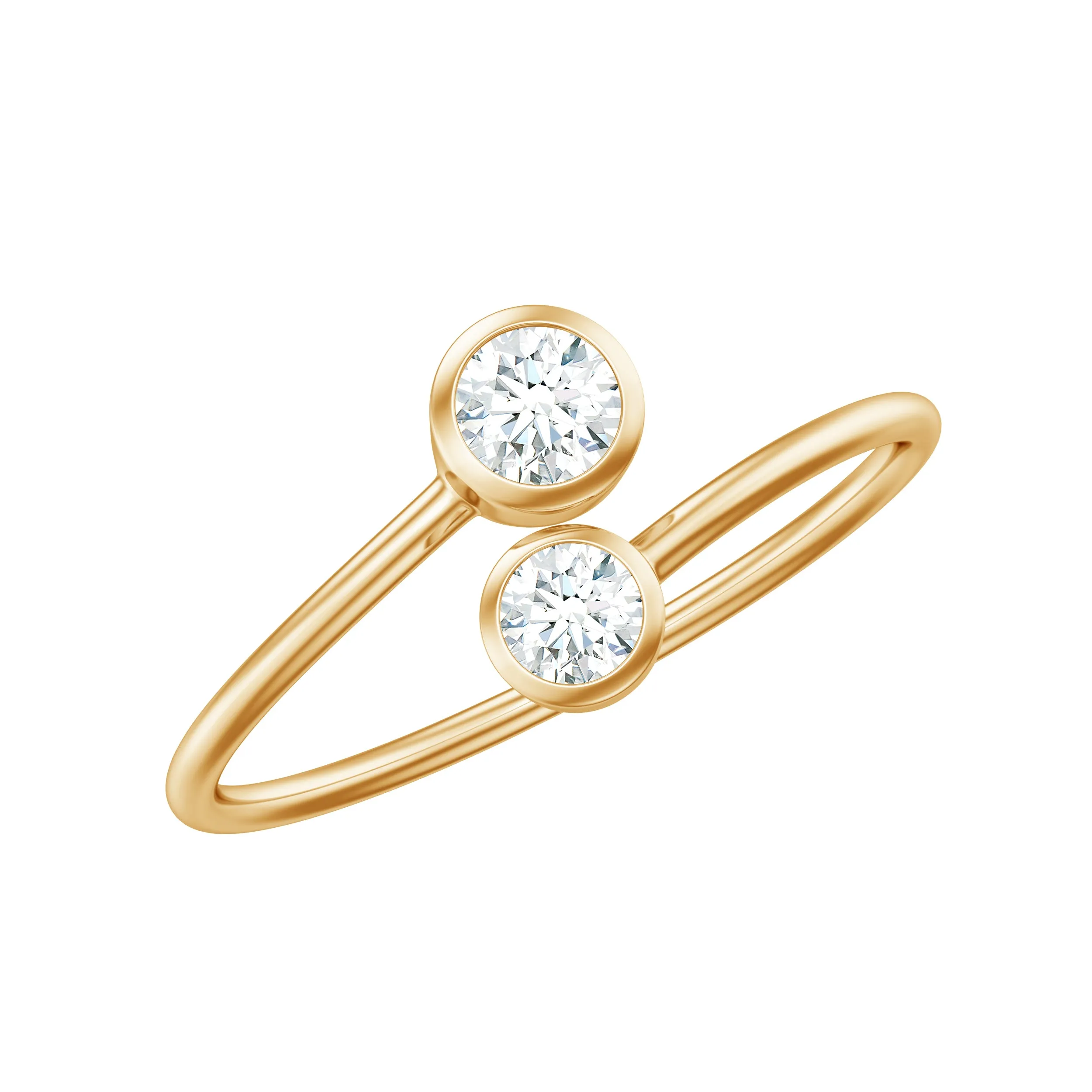 1/4 CT Two Stone Bypass Diamond Promise Ring in Gold