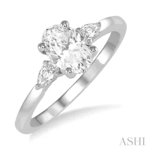 1/4 ctw Oval Shape Diamond Semi-Mount Engagement Ring in 14K White Gold