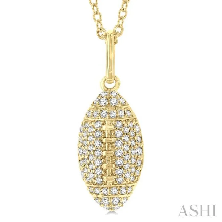 1/4 ctw Petite Football Round Cut Diamond Fashion Pendant With Chain in 10K Yellow Gold