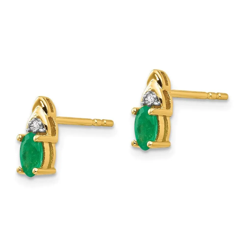 14K Diamond & Emerald Earrings