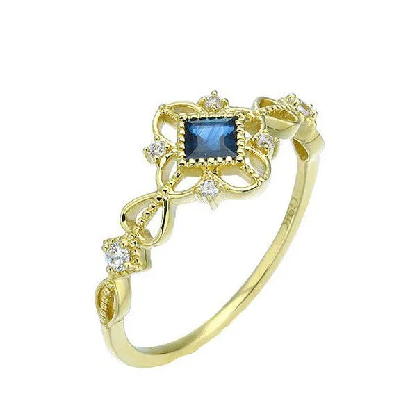 14K Gold Blue Zircon Ring