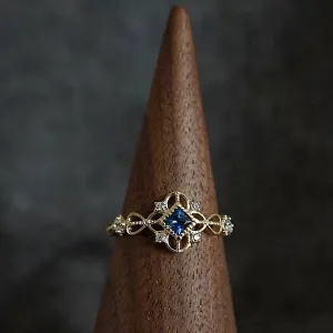 14K Gold Blue Zircon Ring