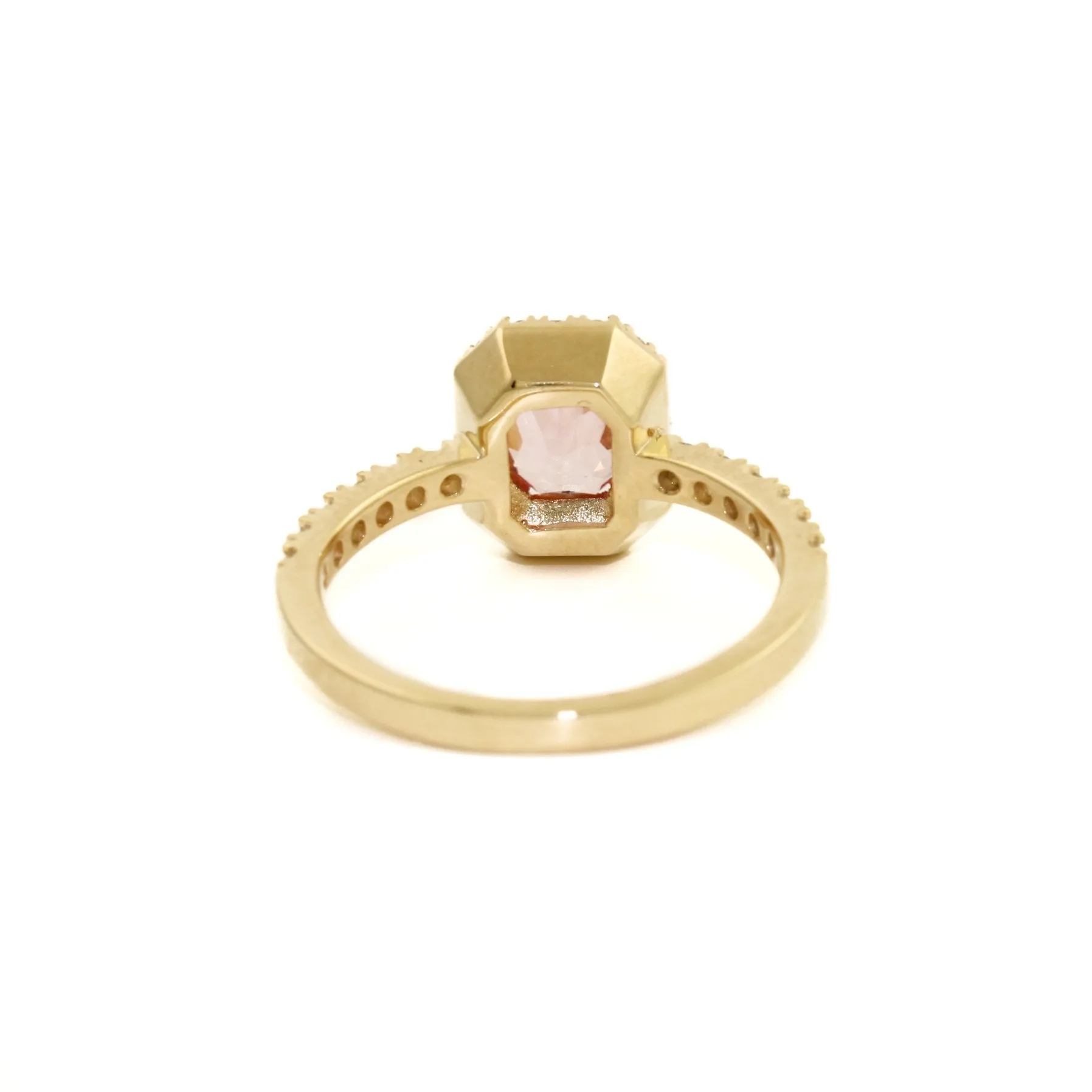 14k Gold Pink Sapphire   Pavé Diamond Engagement Ring