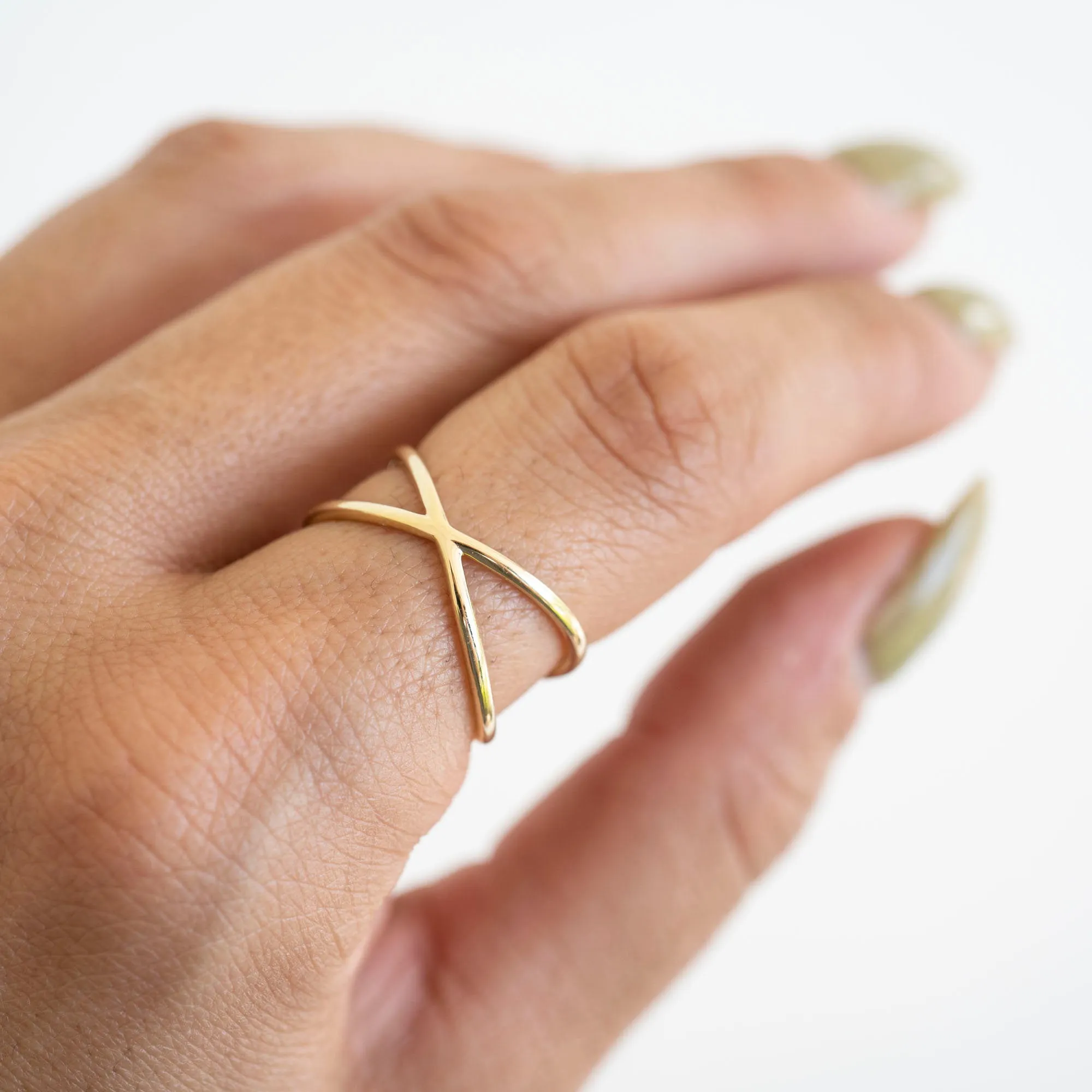 14k Gold X Ring