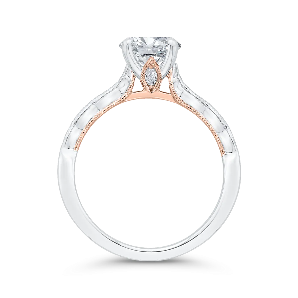 14K Two-Tone Gold Diamond Engagement Ring (Semi-Mount)