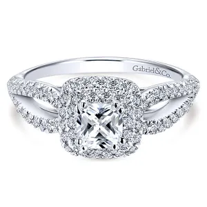 14k White Gold Cushion Cut Double Halo