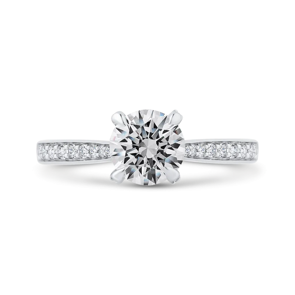 14K White Gold Diamond Engagement Ring with Euro Shank (Semi-Mount)