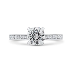 14K White Gold Diamond Engagement Ring with Euro Shank (Semi-Mount)