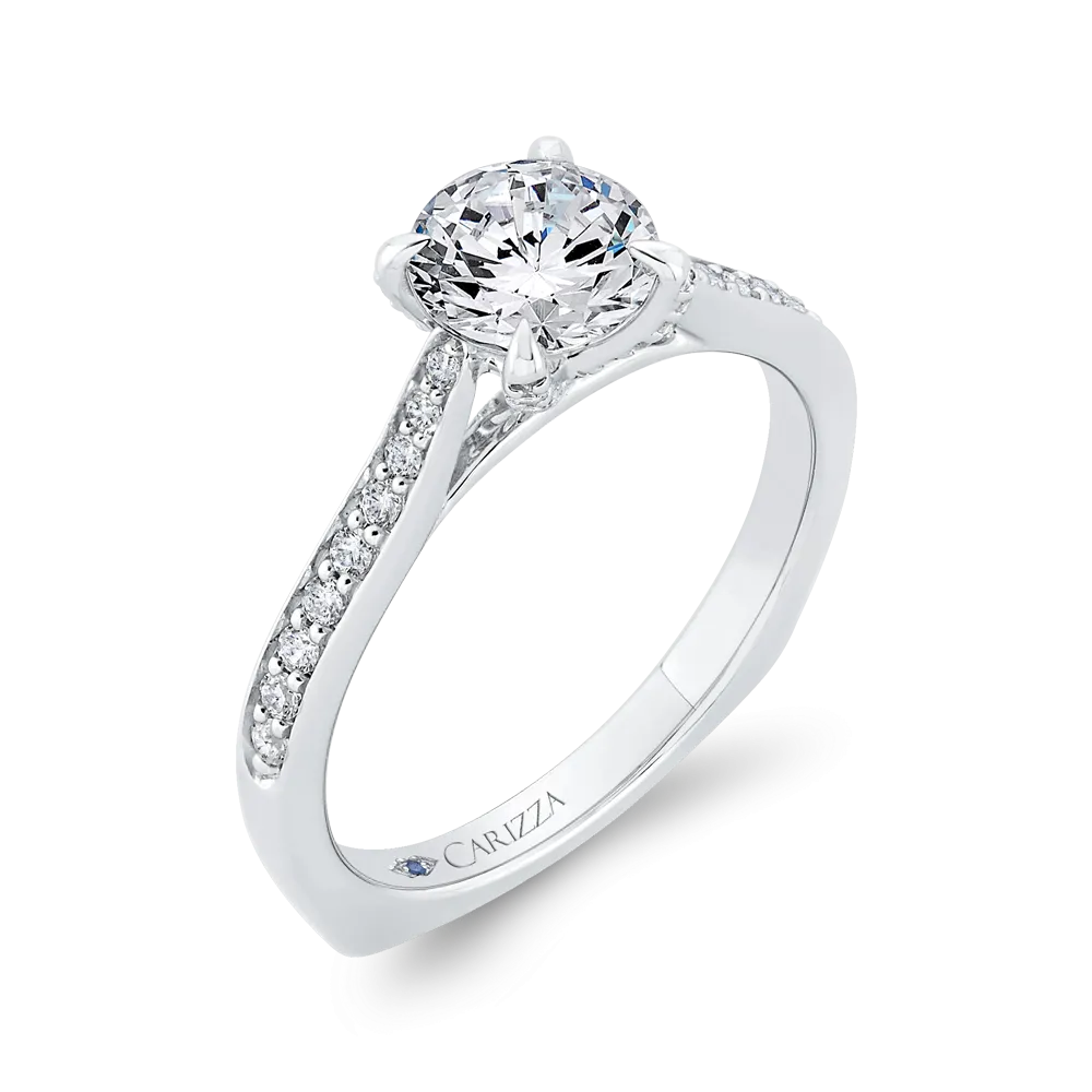 14K White Gold Diamond Engagement Ring with Euro Shank (Semi-Mount)