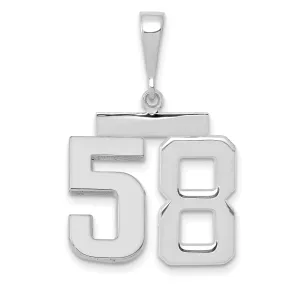 14k White Gold Polished Finish Medium Size Number 58 Charm Pendant