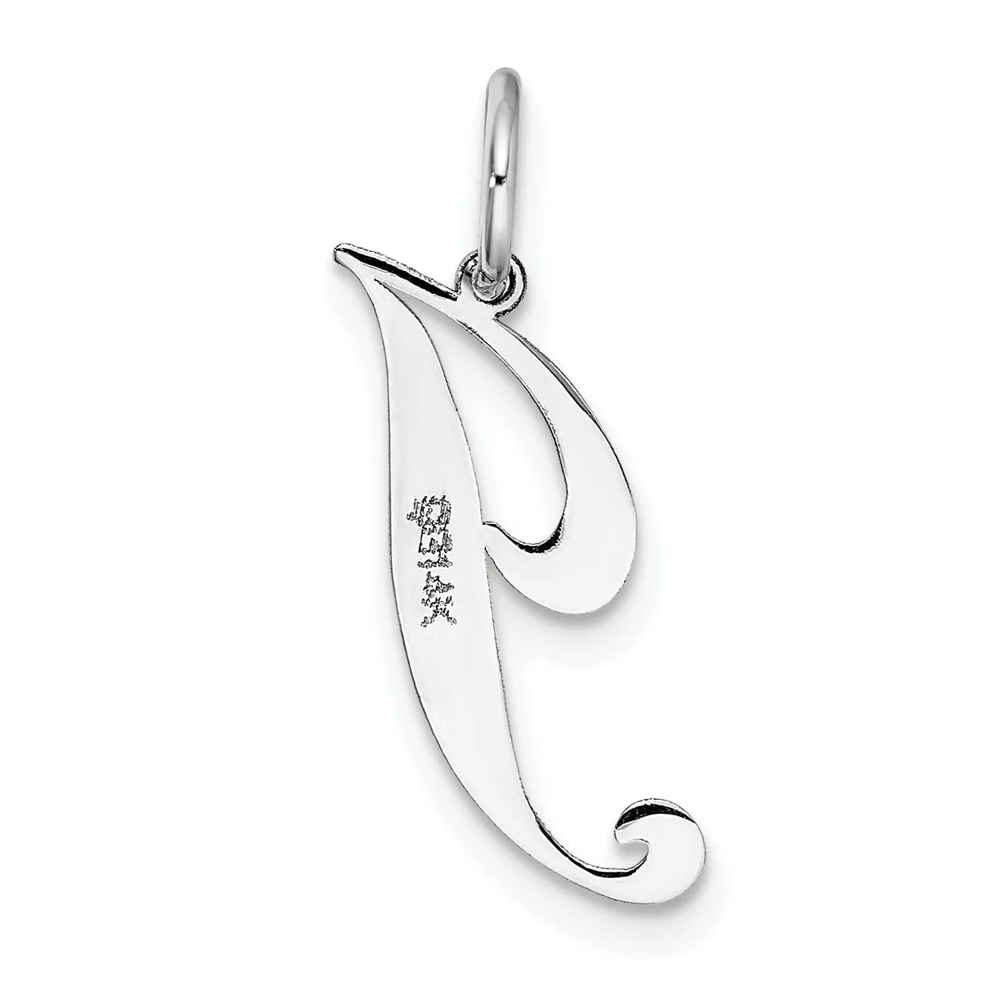 14K White Gold Small Size Fancy Script Letter J Initial Pendant