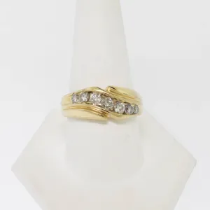 14K Yellow Gold Diamond Band 7 Diamonds 1 CTTW (I-I2) Sz 9-7/8 (Estate Jewelry)