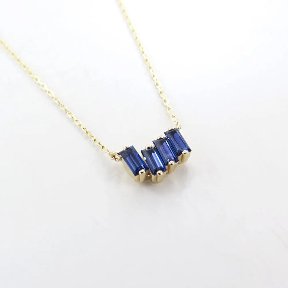 14k Yellow Gold English Blue Topaz Necklace