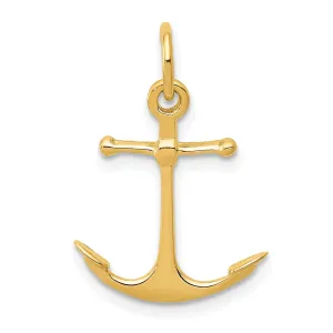 14k Yellow Gold Polished Finish Anchor Pendant