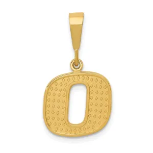 14k Yellow Gold Polished Texture Finish Letter O Initial Charm Pendant