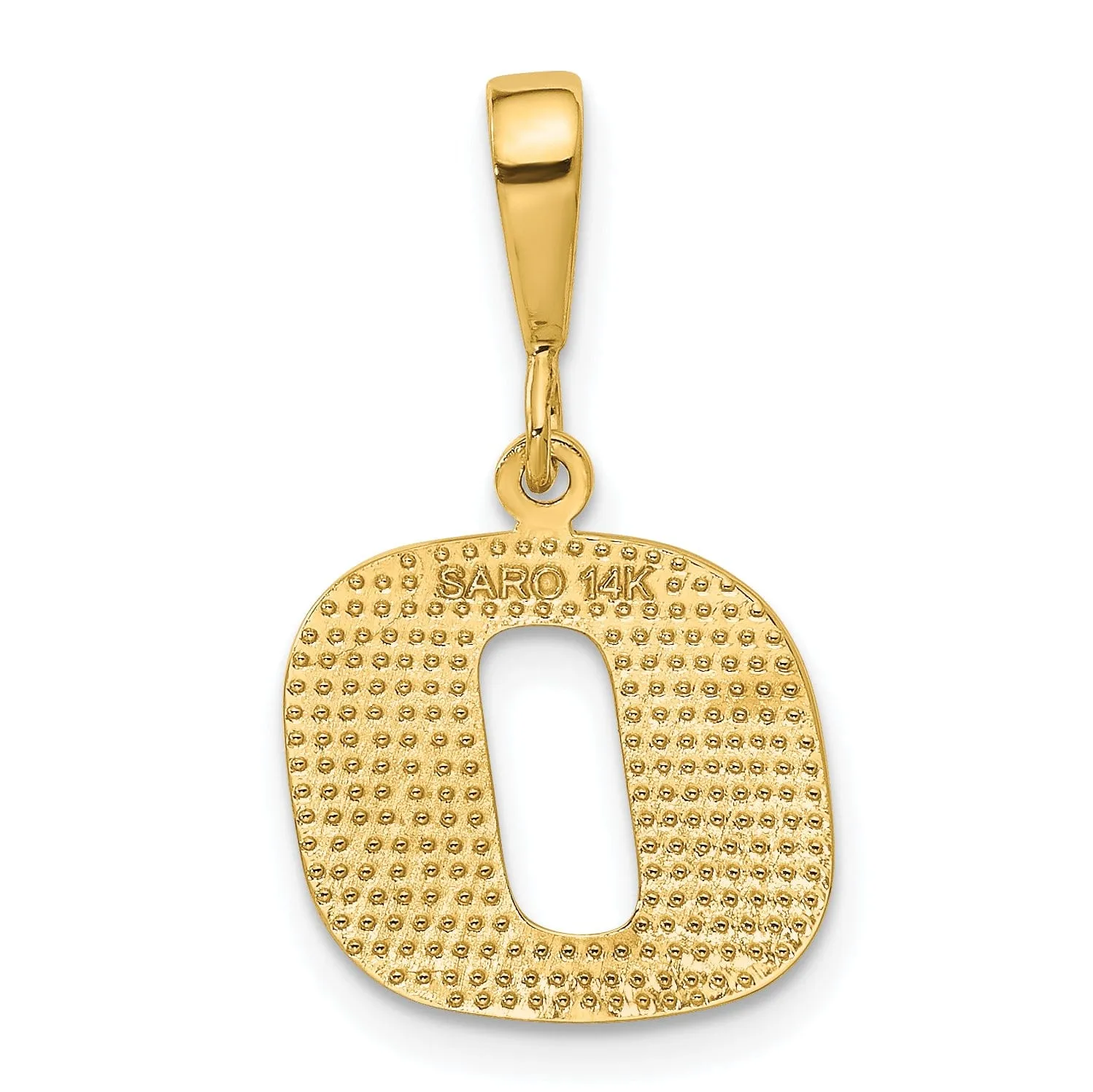 14k Yellow Gold Polished Texture Finish Letter O Initial Charm Pendant