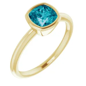 14K Yellow Natural London Blue Topaz Ring