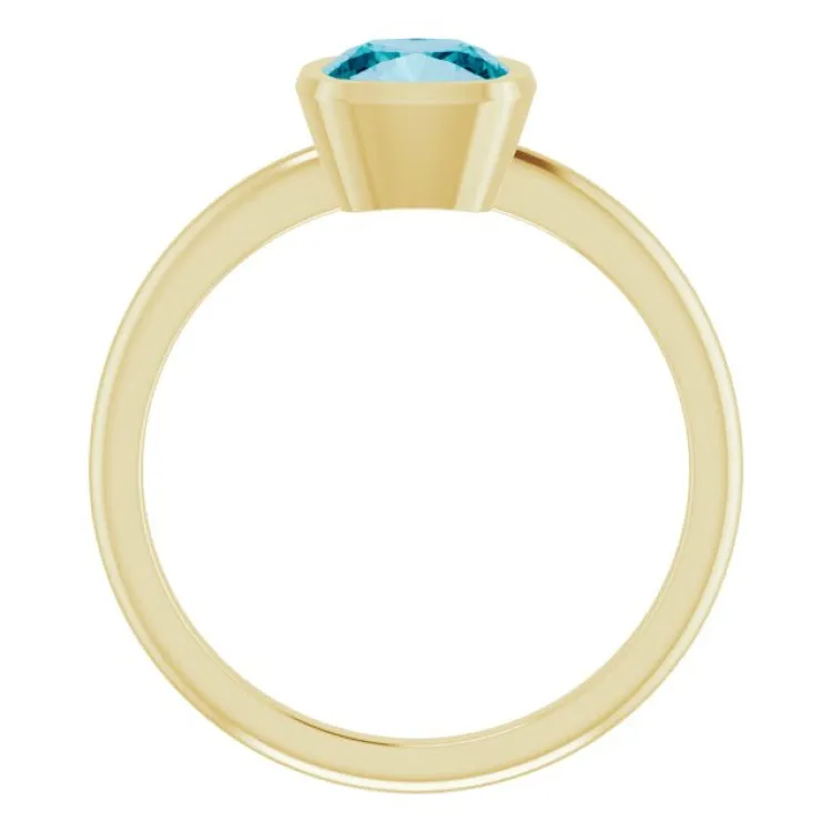 14K Yellow Natural London Blue Topaz Ring