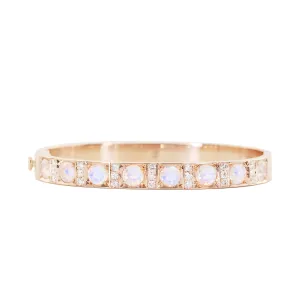 14kt Gold and Diamond Moonstone Bangle