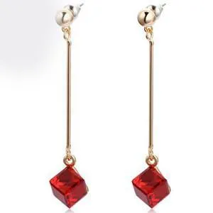 15 colors, Crystal cube dangle earrings