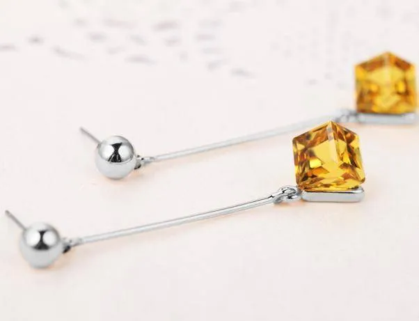 15 colors, Crystal cube dangle earrings