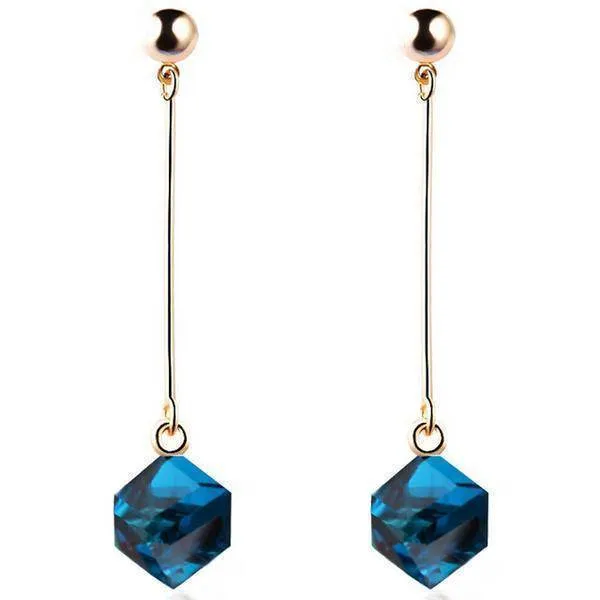 15 colors, Crystal cube dangle earrings