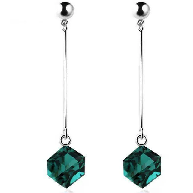 15 colors, Crystal cube dangle earrings