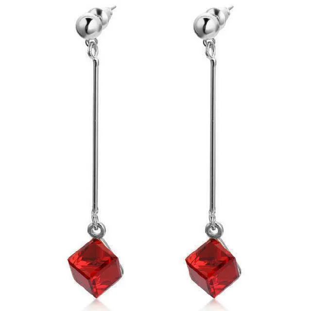 15 colors, Crystal cube dangle earrings