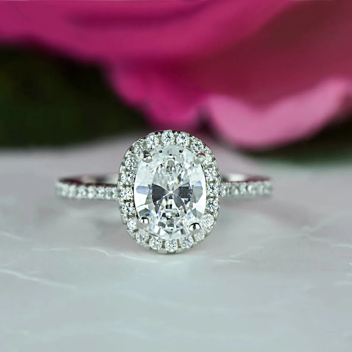 1.5 ctw Oval Halo Ring