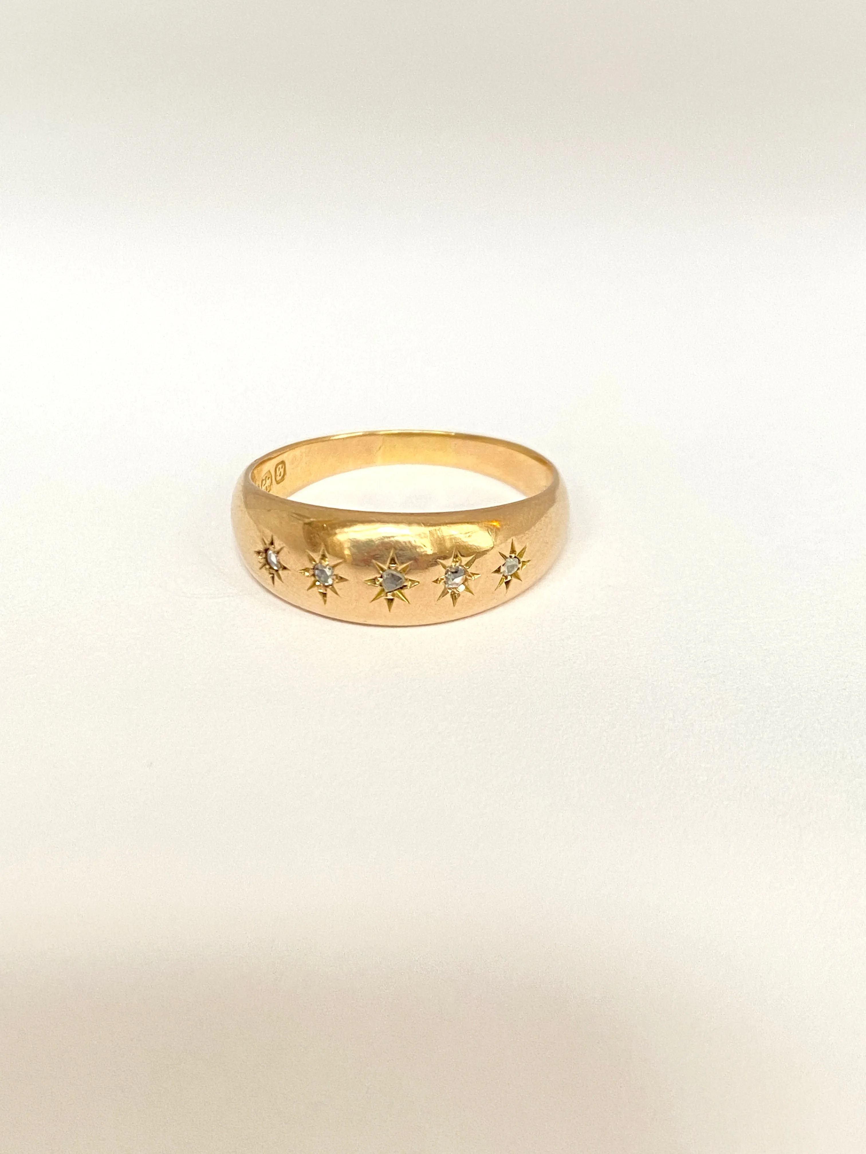 15ct Gold, 5 stone Diamond Starburst Ring, Hallmarked 15ct Gold, Birmingham, 1892