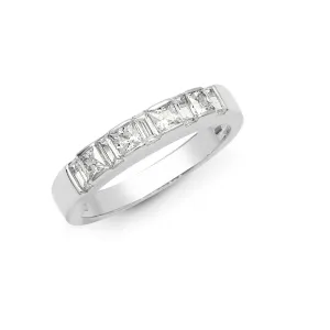 18ct White 0.87ct Princess Cut & Baguette Diamond Ring