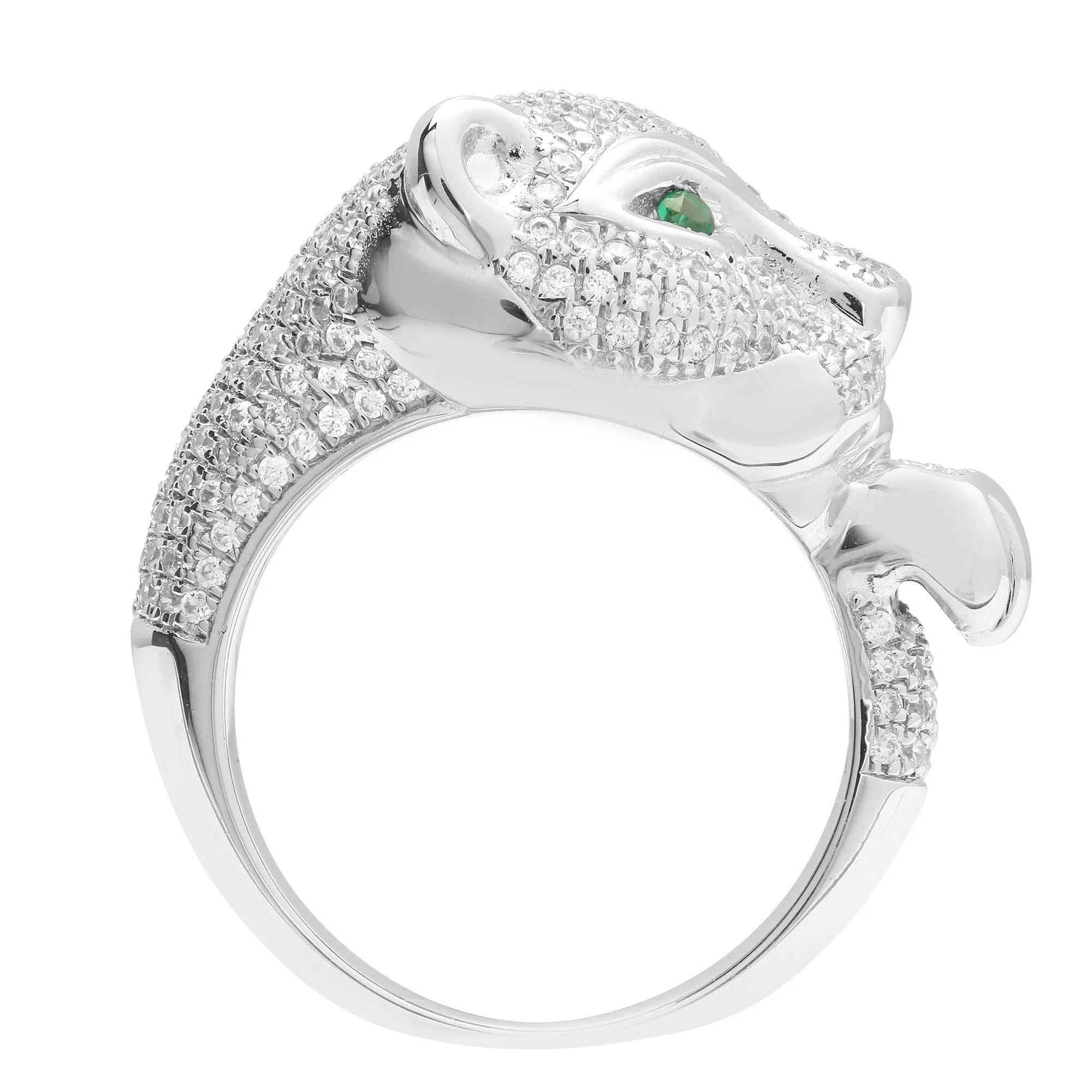 18ct White Diamond-1.21ct Em-0.06ct Panther Ring