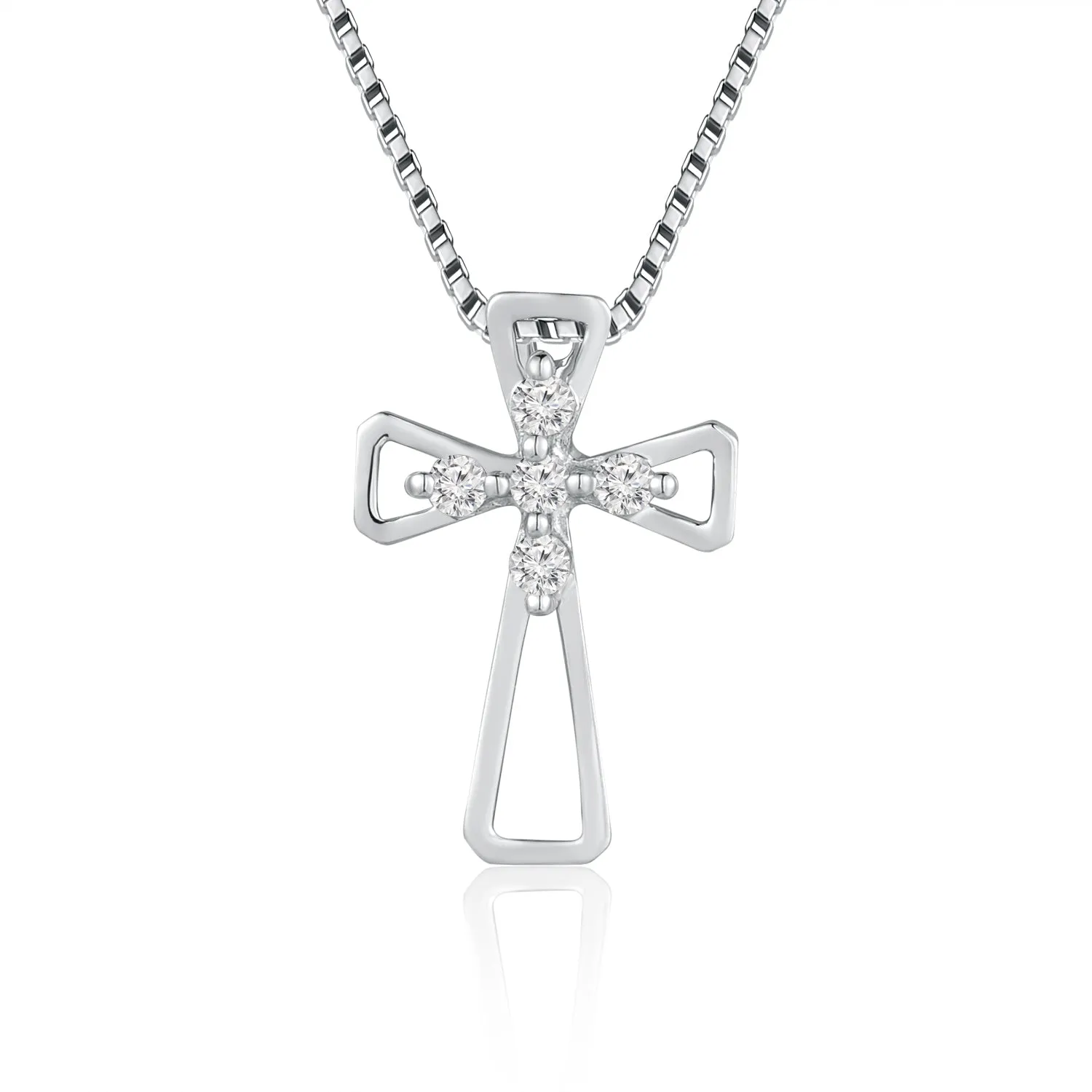 18K White Gold Diamond Cross Pendant