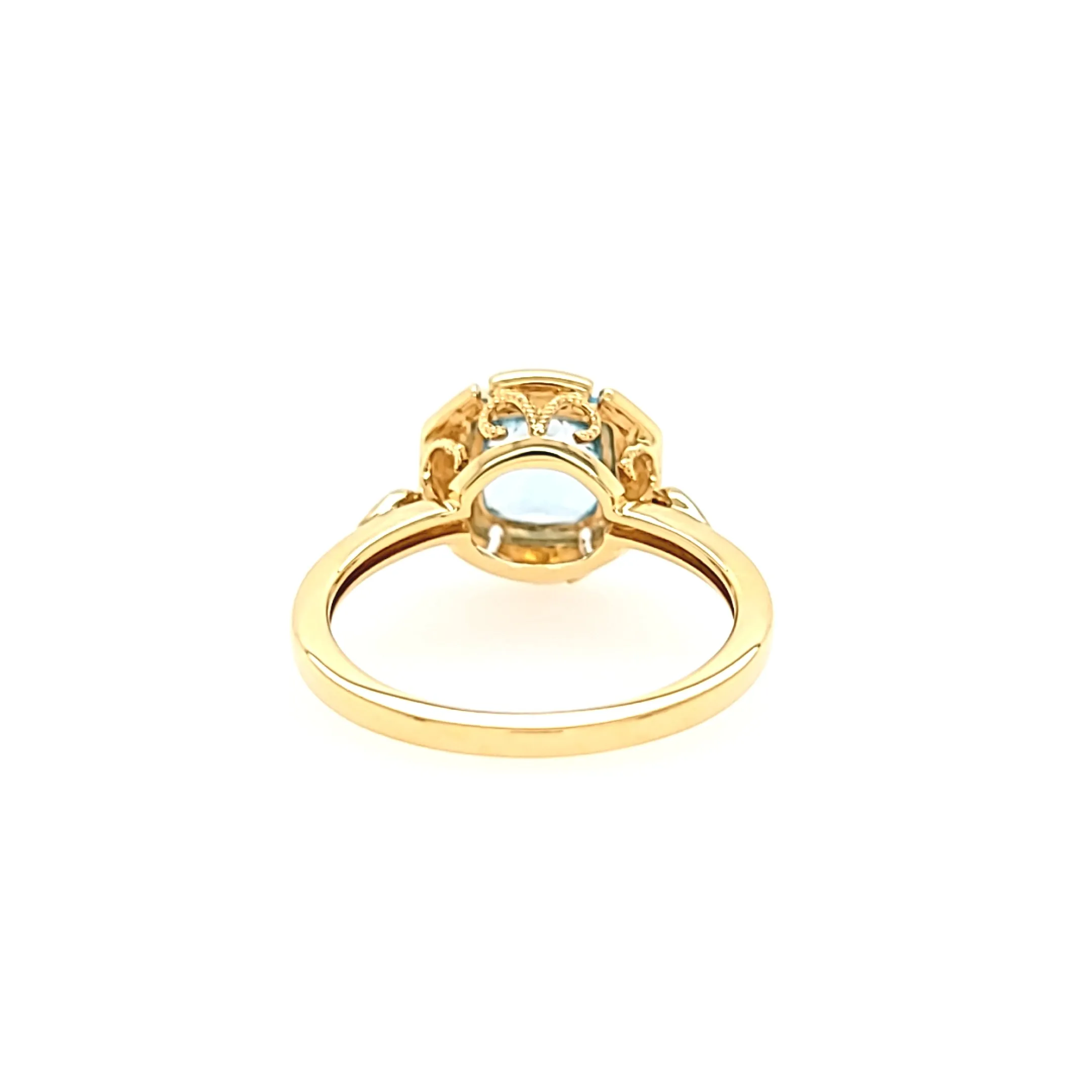 18k Yellow Gold Blue Topaz & Diamond Ring (I6578)