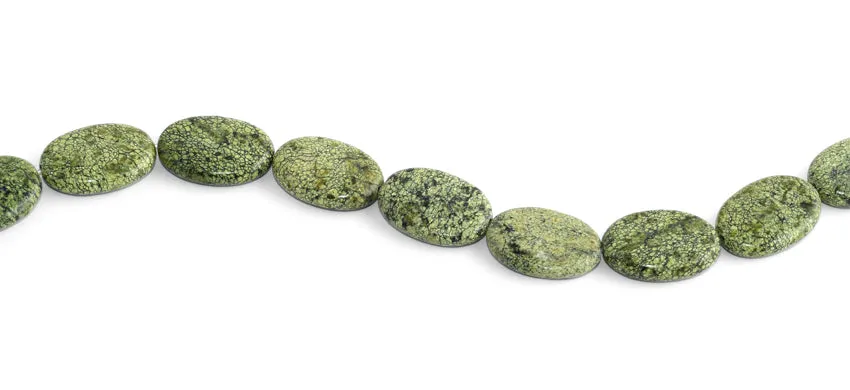 18x25MM Russian Serpentine Jade Puffy Oval Gemstone Beads