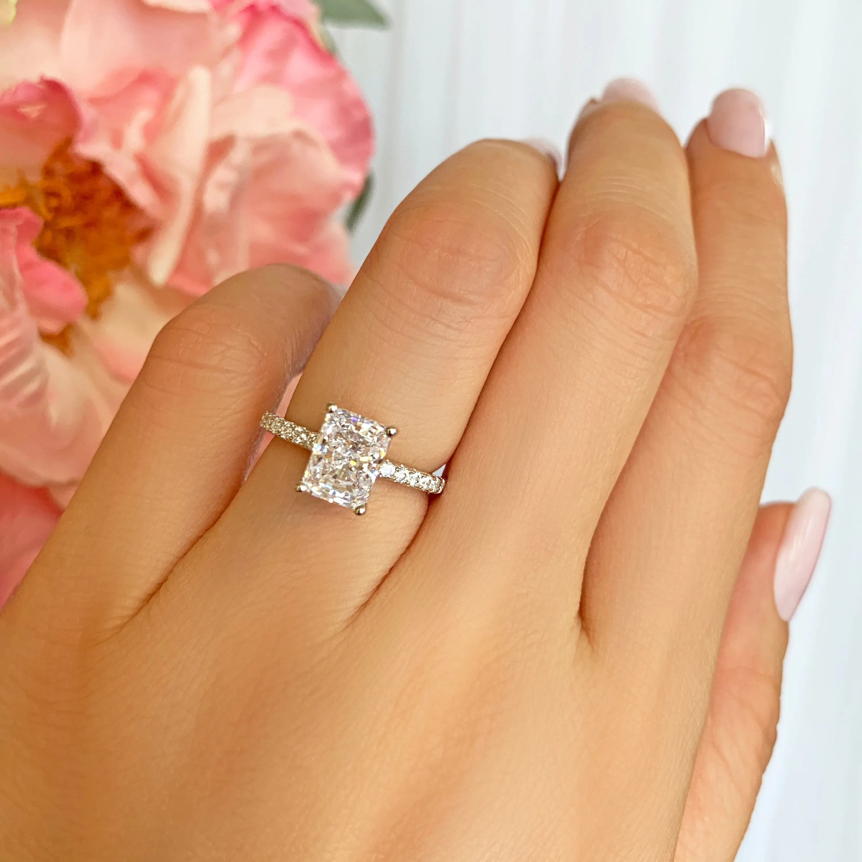 2 ctw Radiant Accented Solitaire Ring