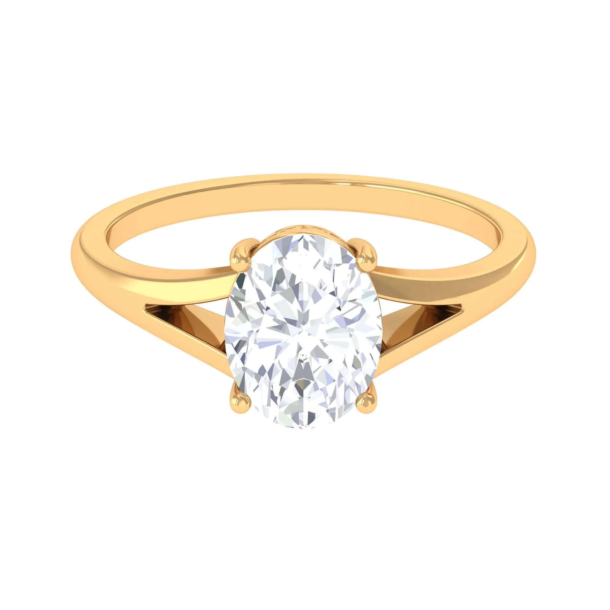 2.25 CT Solitaire Moissanite Split Shank Oval Engagement Ring