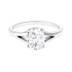 2.25 CT Solitaire Moissanite Split Shank Oval Engagement Ring