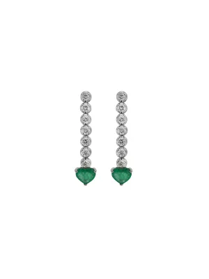 2.68ct Diamond Emerald 18K Gold Dangle Drop Earrings