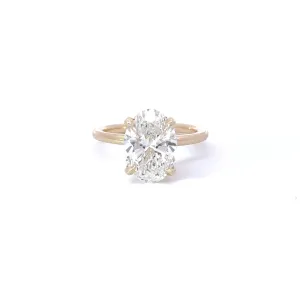 3.00-3.99 Carat Oval Lab Grown Diamond Solitaire Engagement Ring with Hidden Halo