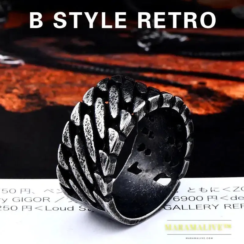 316L Stainless Steel Gothic Personality Chain Ring Man Goth  Fashion Men's Accessories